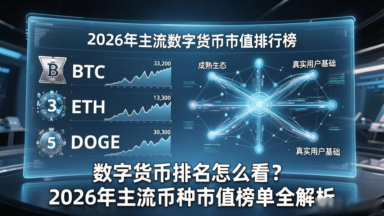 数字货币排名怎么看?2026年主流币种市值榜单全解析