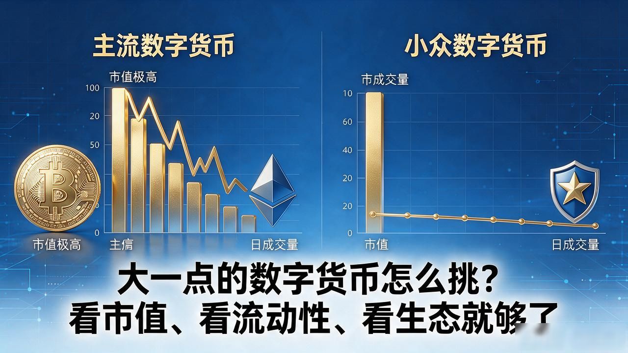 大一点的数字货币怎么挑?看市值、看流动性、看生态就够了