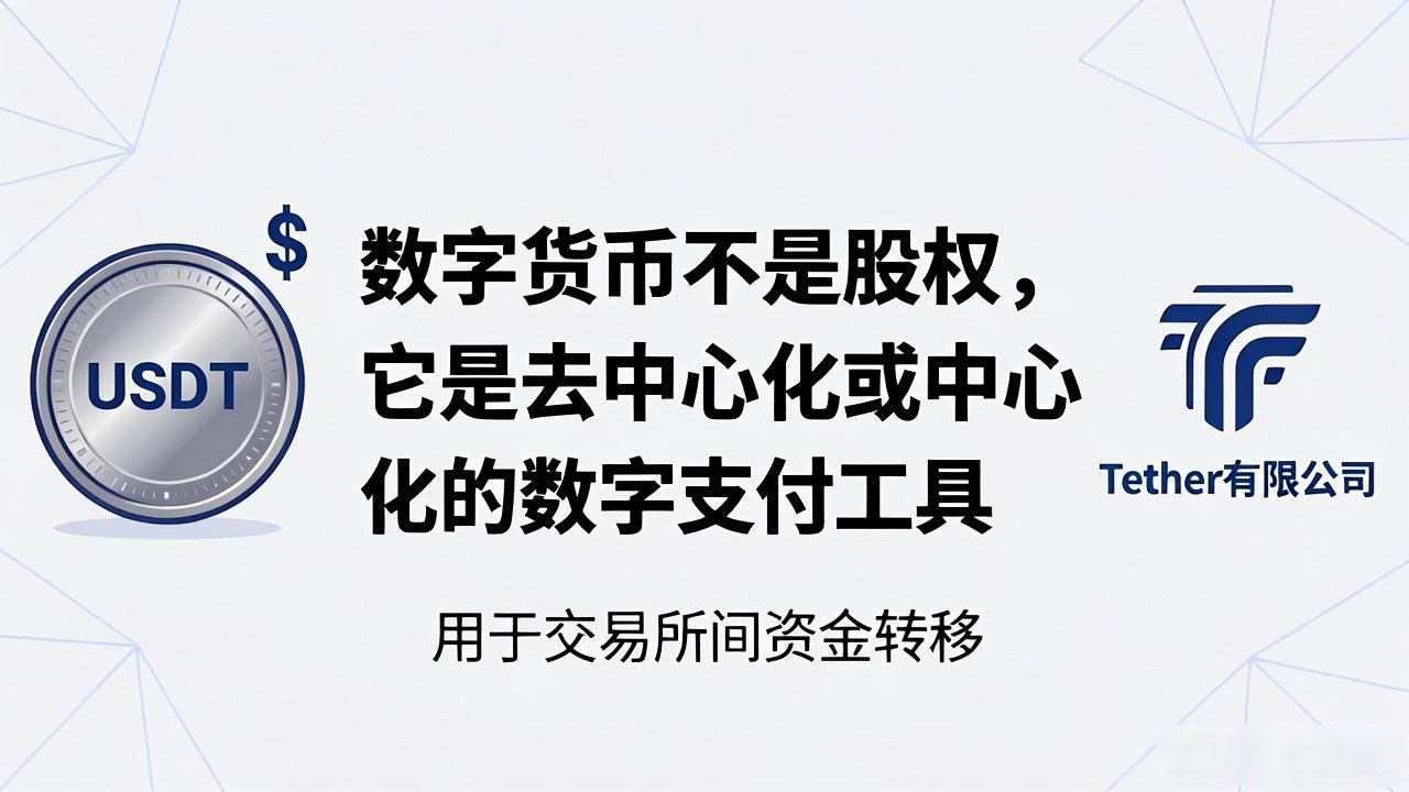 数字货币不是股权,它是去中心化或中心化的数字支付工具