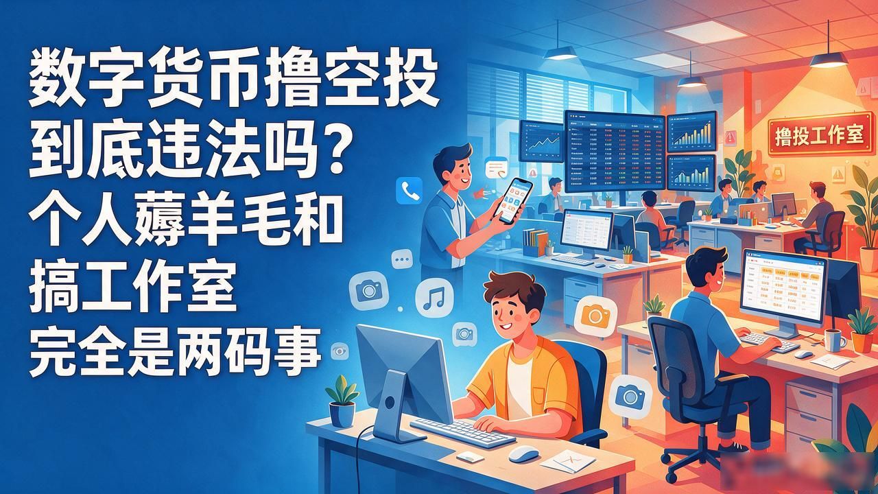 数字货币撸空投到底违法吗?个人薅羊毛和搞工作室完全是两码事
